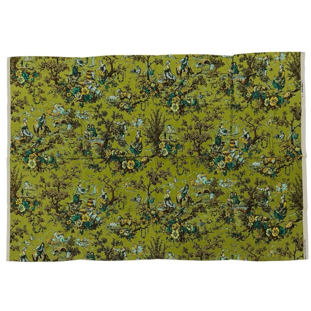 Color Styled with DuPont Screen Print‎ Fabric Colonial Print People Animals New